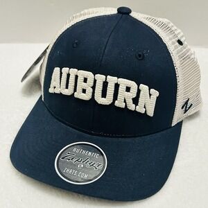 Zephyr Auburn Tigers Harvest Curvature Trucker Hat Cap Adjustable Snap Blue NCAA